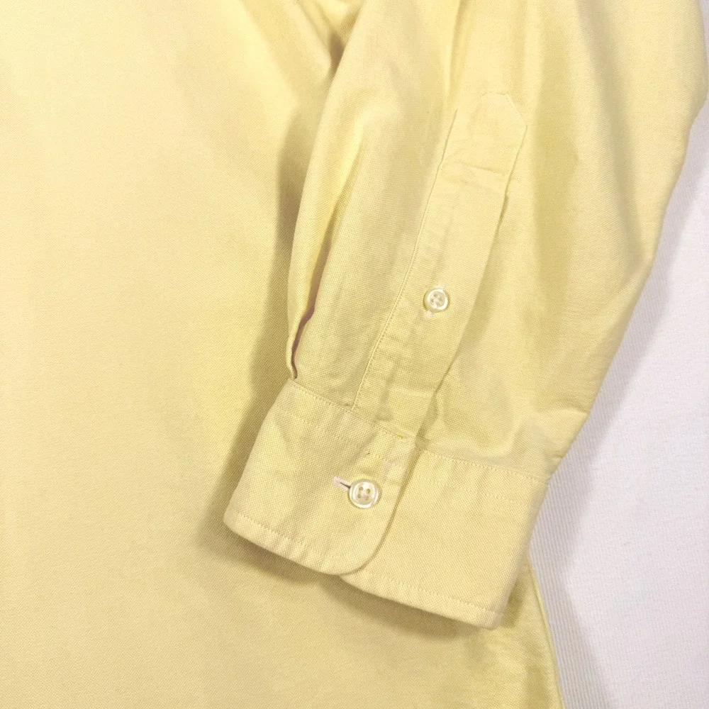 Ralph Lauren Button Down Shirt Large Yellow Cotton Oxford Long Sleeve Pony Logo
